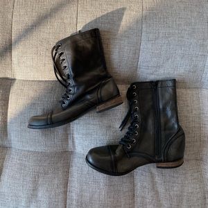 Steve Madden Black Leather Combat Boots